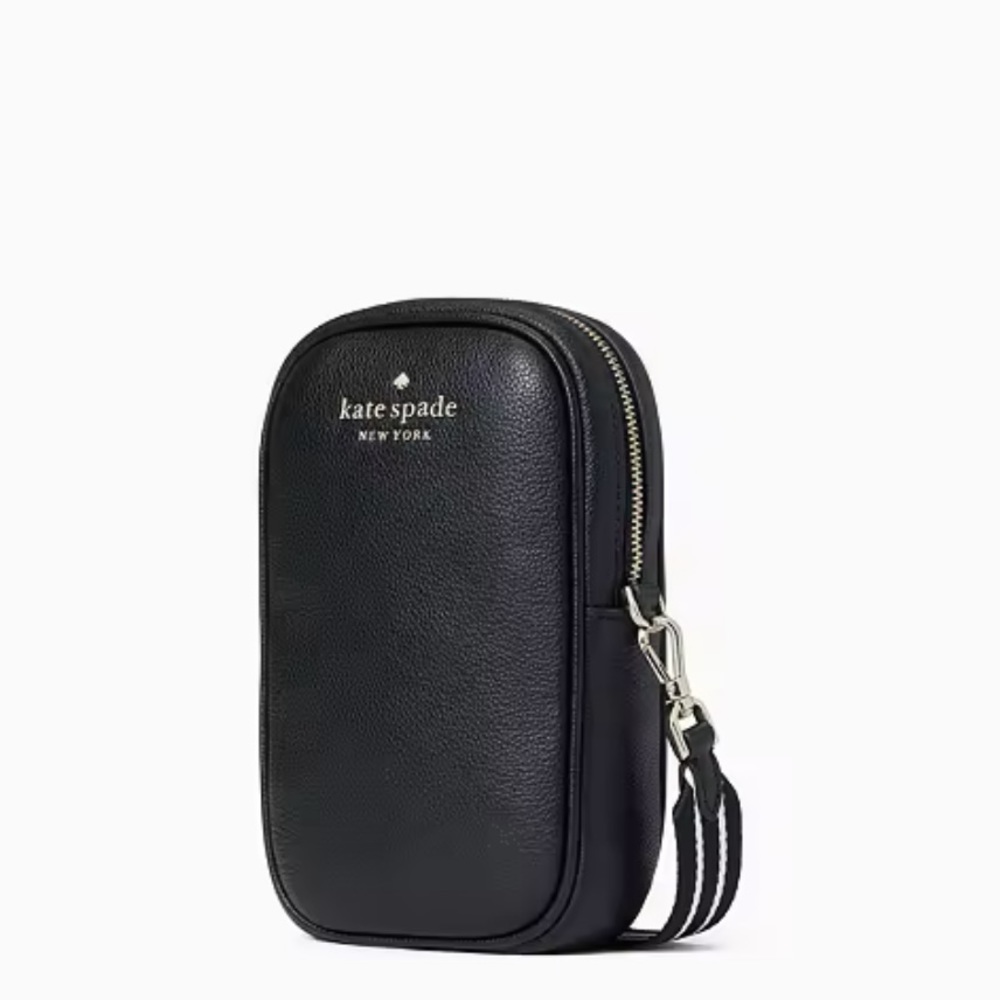 NWT KATE SPADE N/S ROSIE PHONE CROSSBODY SOLID BLACK GOLD HARDWARE NORTH SOUTH - Picture 3 of 6